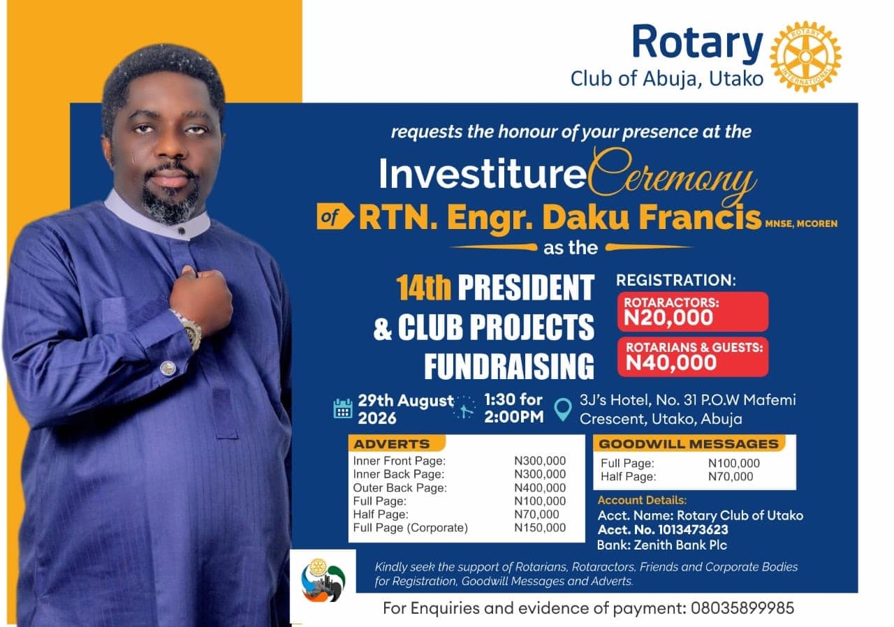 Investiture Ceremony of RTN. Engr. Daku Francis flyer